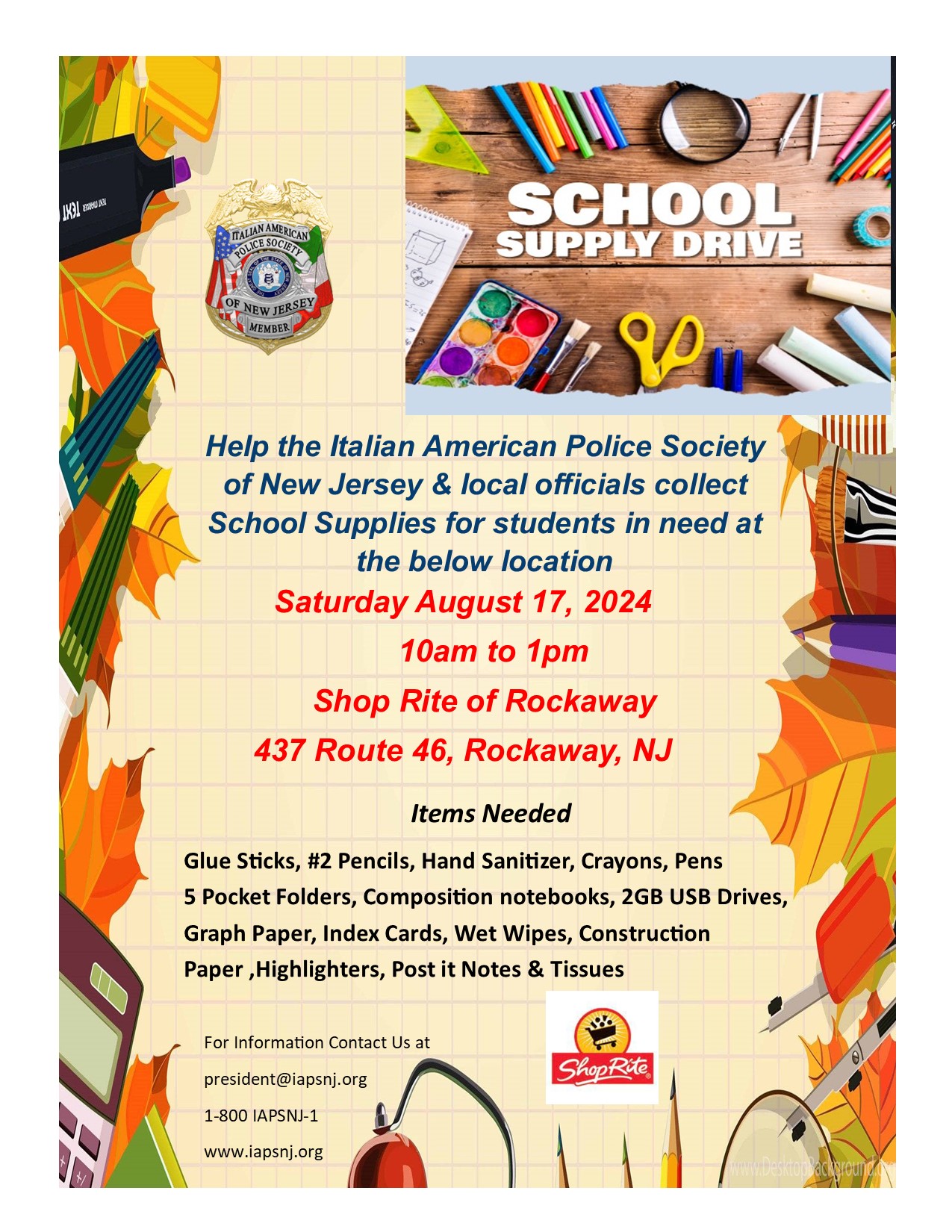 IAPSNJ School Drive Flier ROCKAWAY 1
