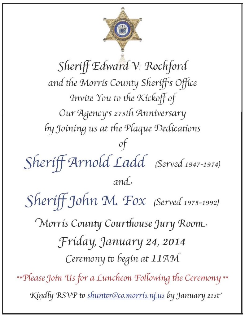 John Fox - Plaque Dedication 1 SheriffsDedicationInvite